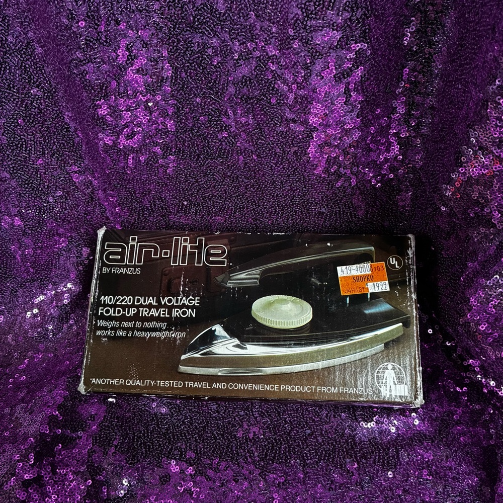 Vintage MCM Air-Lite by Franzus Fold Up Travel Iron Model AL-100 With Box GUC